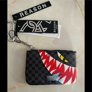 Reason clothing grim face monogram coin purse